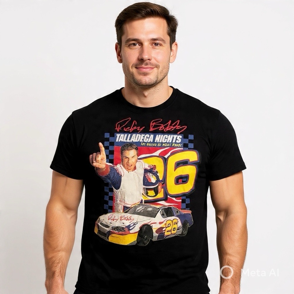Talladega Nights Ricky Bobby Funny Graphic Tee Black Sz XL